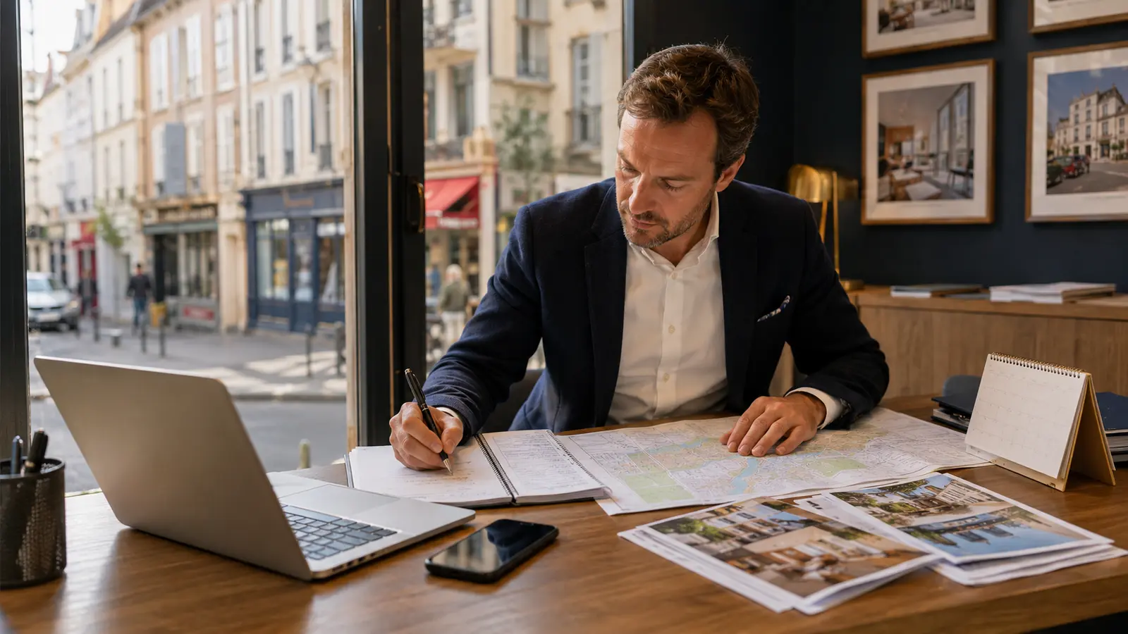 Un professionnel de l’immobilier organise sa prospection locale