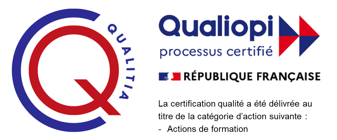 Qualitia Certification et Qualiopi, processus certifié - République Française. Certification délivrée au titre des actions de formation.